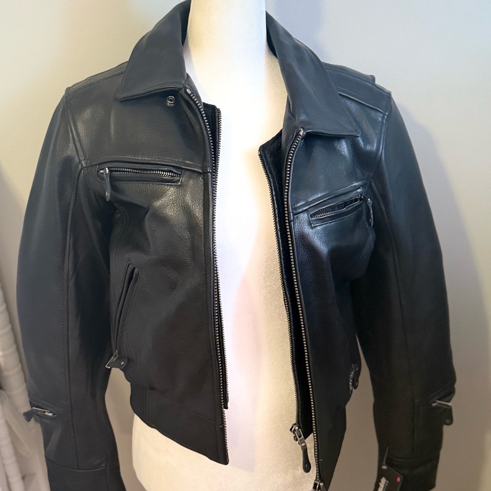 BRAND NEW NWT Vintage Women’s Riding Black Y2K Leather Harley Davidson Jacket